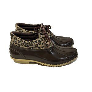 Tommy Hilfiger Women’s Low Boots Brown Leopard Print Waterproof Size 7